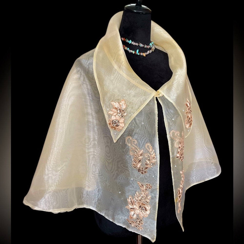 Elegant Cream Embroidered Cape